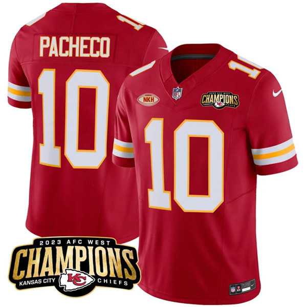 Men & Women & Youth Kansas City Chiefs #10 Isiah Pacheco Red 2023 F.U.S.E. AFC West Champions With NKH Patch Vapor Untouchable Limited Jersey,We sell and wholesale Men & Women & Youth Kansas City Chiefs #10 Isiah Pacheco Red 2023 F.U.S.E. AFC West Champions With NKH Patch Vapor Untouchable Limited Jersey on line form chian!